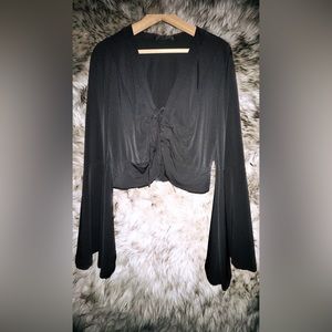 Forever21 Plus Fitted Crop Top with Bell Sleeves, 1X